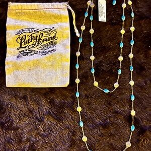 Lucky Brand Turquoise and Gold Boho Necklace